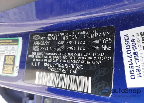 2024 Hyundai Elantra Sel из США, поврежденный, VIN KMHLS4DG4RU780530